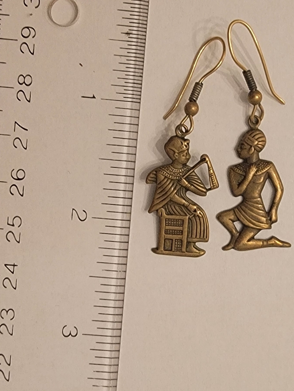 Bronze Egyptian Motif Dangle Earrings - Women Jewelry